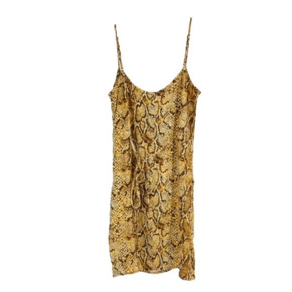 Reformation Dress Brown Vivette Snake Print Spaghetti Strap Tie Waist Mini Sz S - Picture 8 of 8